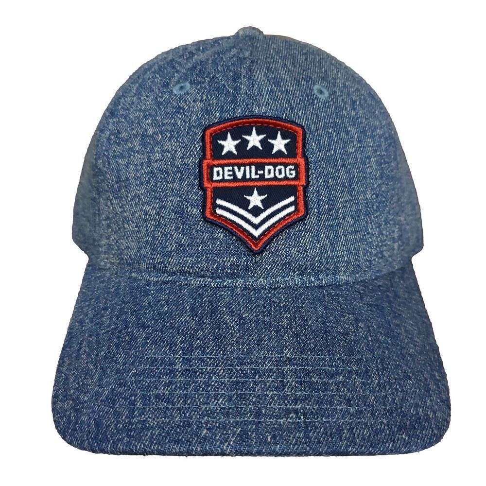 Devil Dog‎ Dad Hat Cap Embroidery Patch Blue Denim  Strapback US Marines New